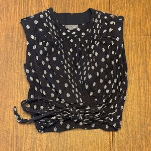 Anthropologie Black and White Wrap Blouse